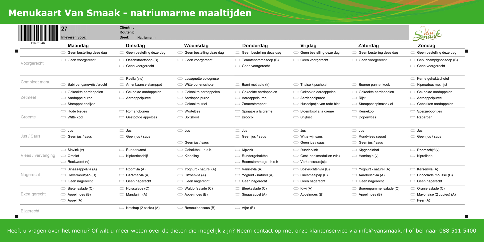 Menukaart natriumarme maaltijden